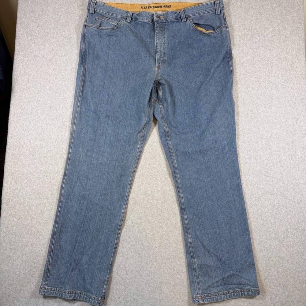 Duluth Trading Co Ballroom Flex Jeans Mens 46x34 Blue Relaxed Fit Stretch Denim